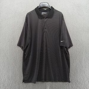 Nike Golf Shirt Mens XXL Black White Stripe Dri-Fit Tour Performance Polo‎